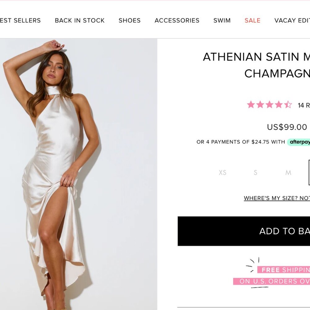 Hello Molly Athenian Satin Maxi Dress Champagne